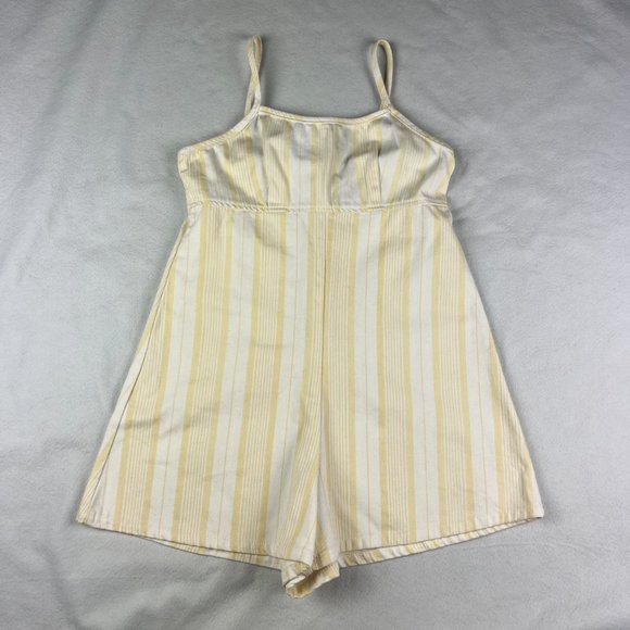 Urban Outfitters BDG Yellow Stripe Canvas Romper Size 2 - Picture 2 of 5